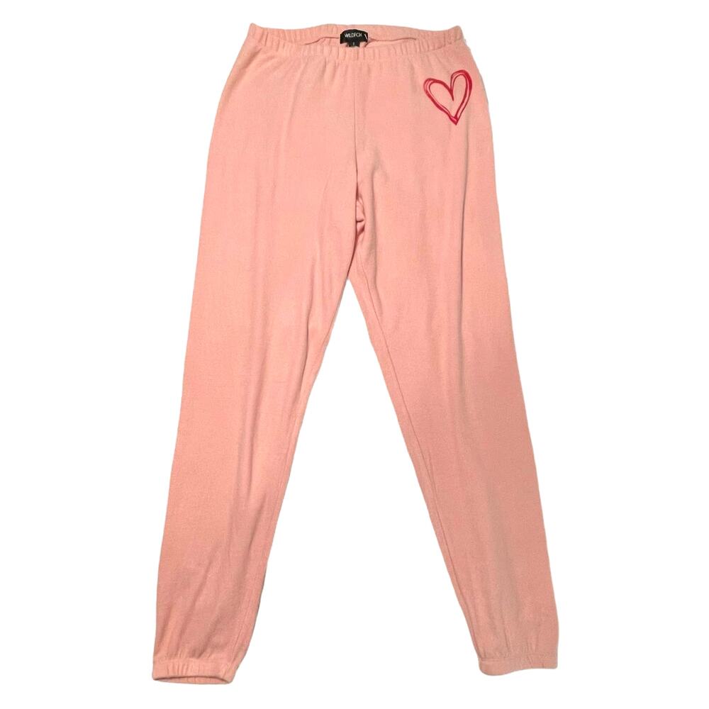 Wildfox Sketchy Heart Knox Pants Pink Small NEW